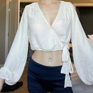 Mesh beige wrap blouse